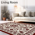 Crimson Classic Floral Vine Border Tapestry Rug