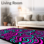 Vibrant Pink Teal Swirls Abstract Rug