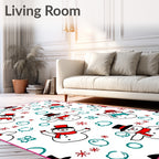 Merry Snowmen Red Hat Scarf Rug