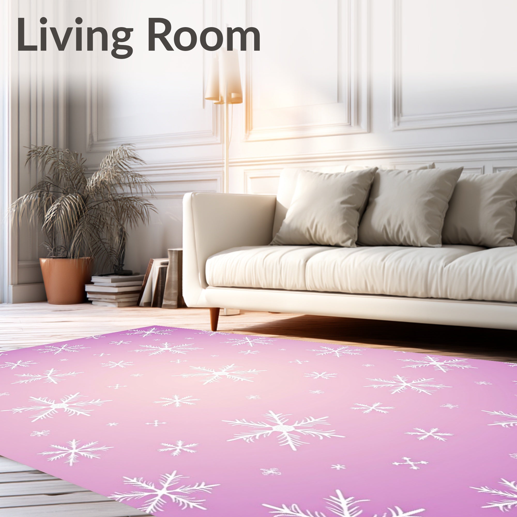 Pink Snowflake Cluster Background Rug