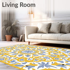 Sunny Blue Floral Medallion Mandala Rug