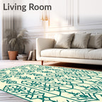 Teal Abstract Vertical Repeating Motif Rug