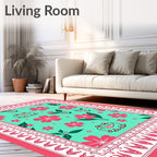 Whimsical Frog and Flower Field Rug