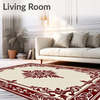 Deep Red Ornate Central Bloom Rug
