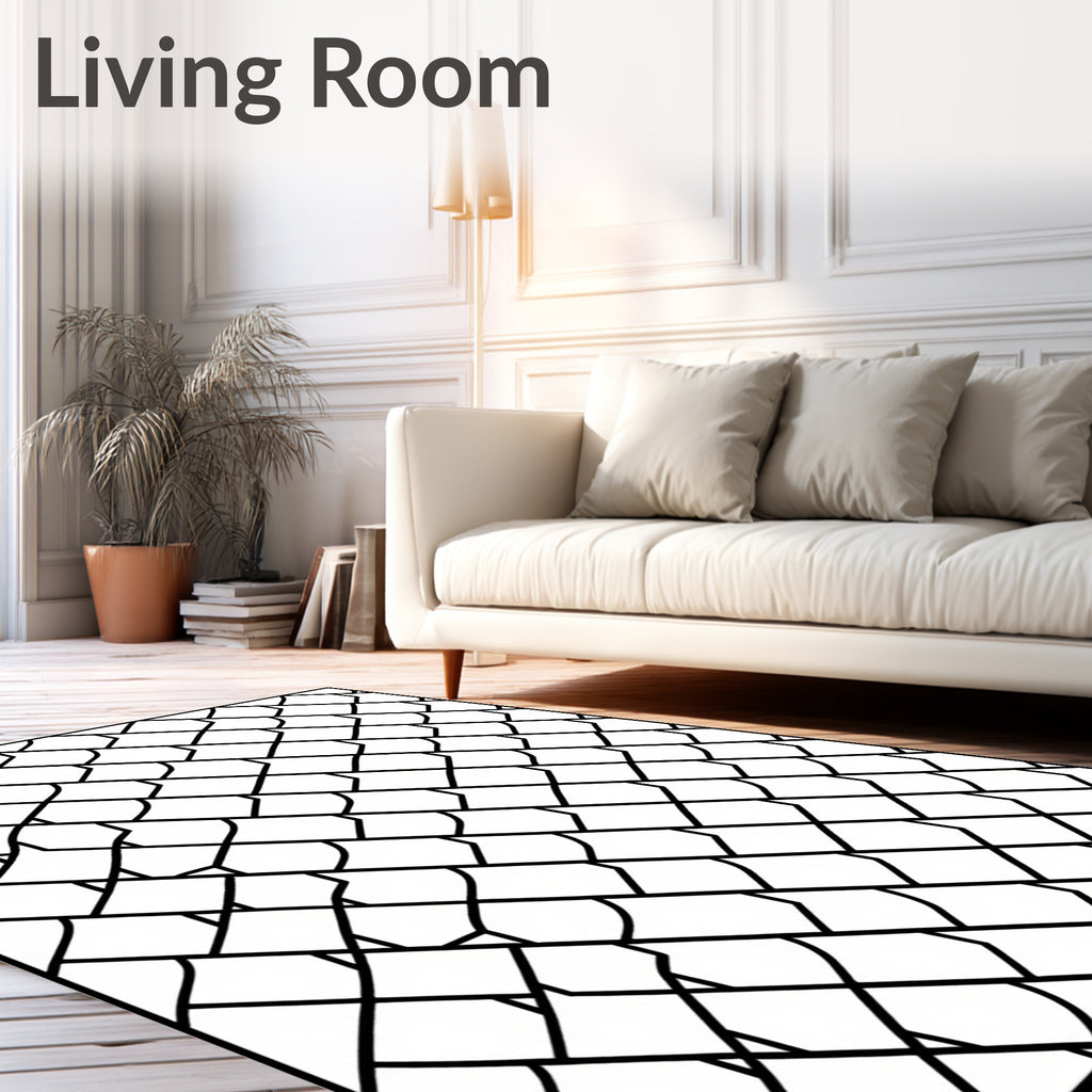 Black White Geometric Scale Layering Rug