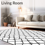 Black White Geometric Scale Layering Rug