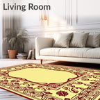 Rich Crimson Floral Frame Rug