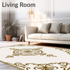 Golden Floral Centerpiece Square Rug