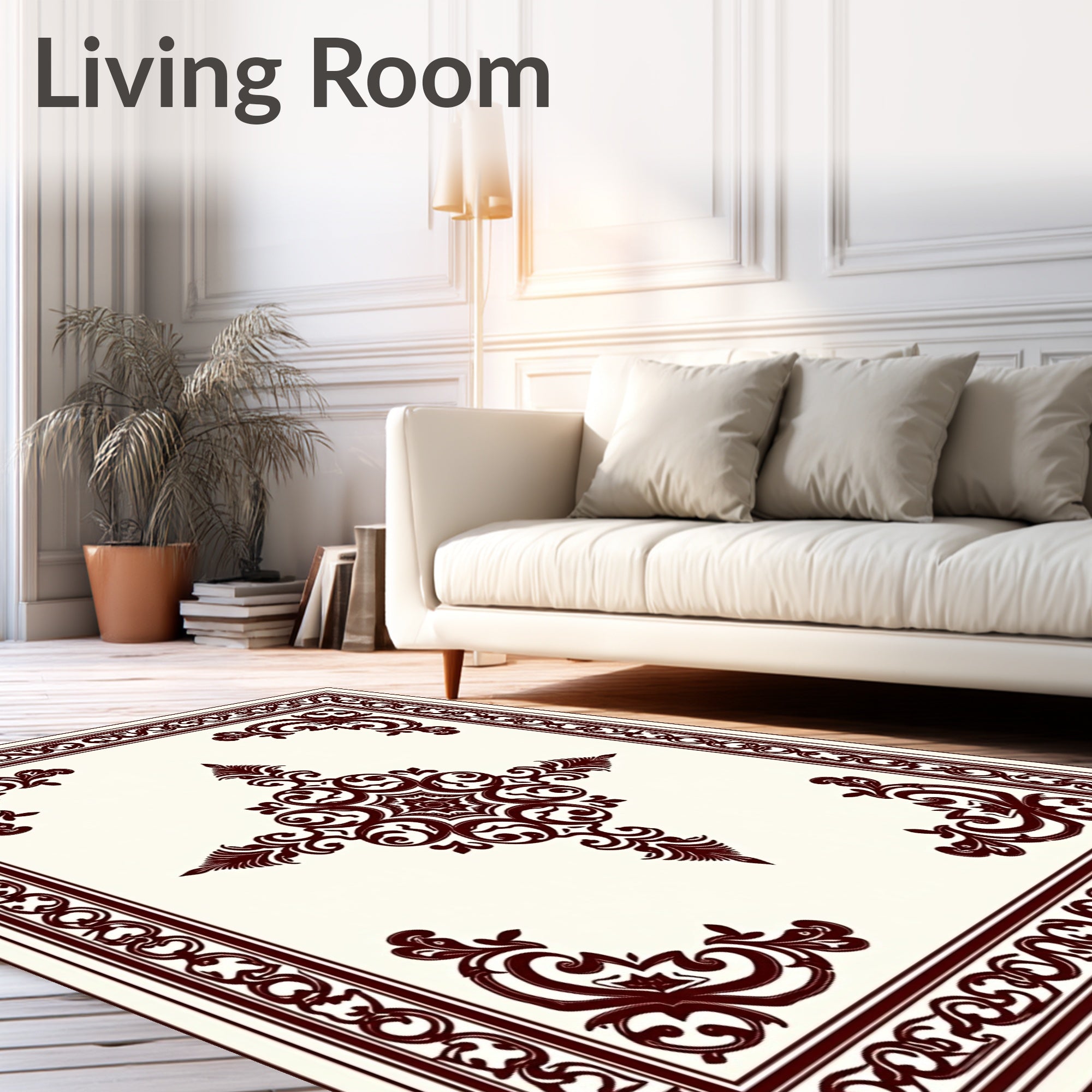 Dark Red Traditional Filigree Medallion Rug