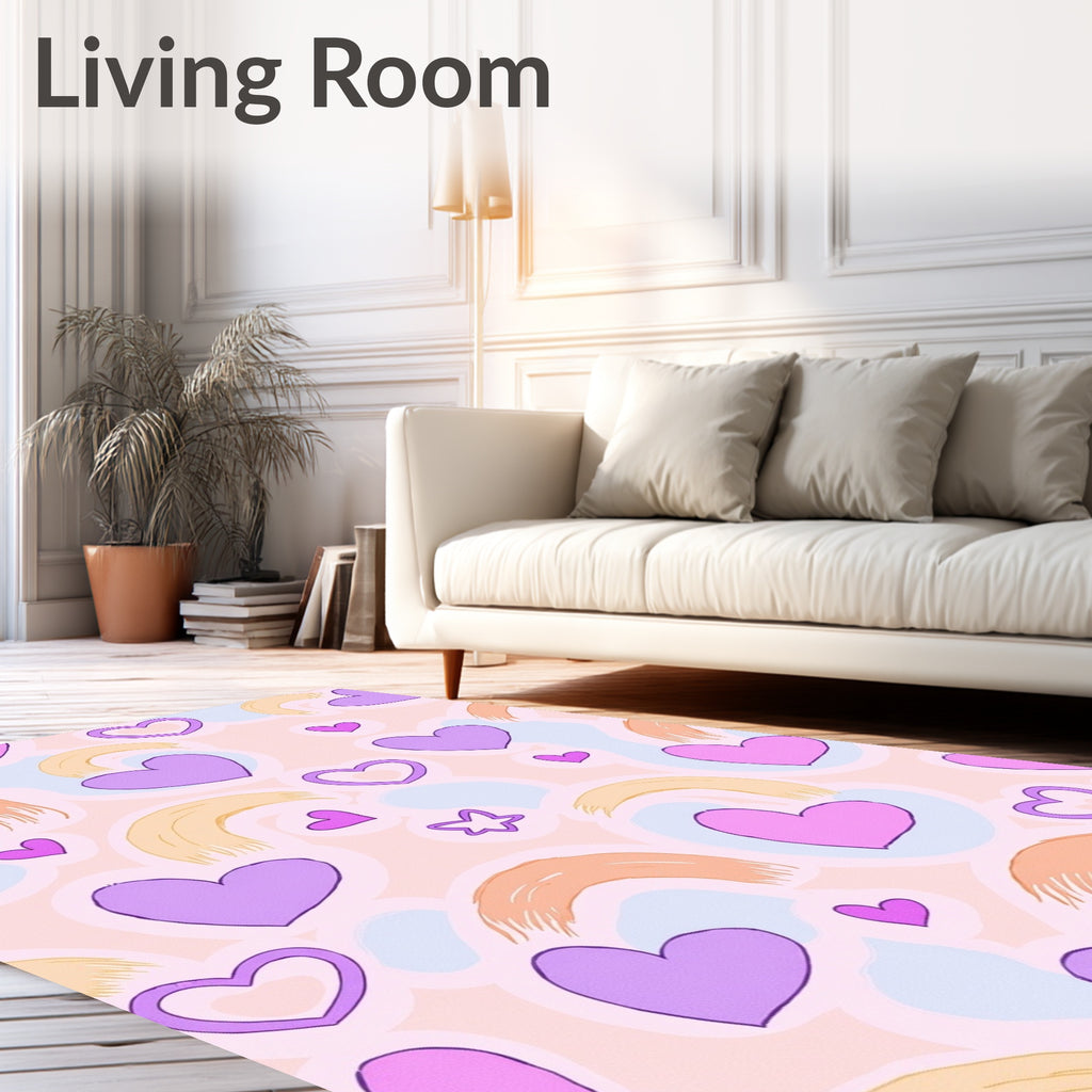 Soft Pastel Hearts Brushstrokes Rug