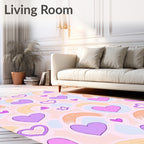 Soft Pastel Hearts Brushstrokes Rug