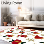 Red Gold Festive Bells And Snowflakes Rug
