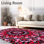 Crimson Pink Floral Mandala Rug