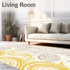 Golden Beige Swirl Botanical Rug
