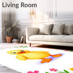 Cute Yellow Duckling Flower Garden Rug