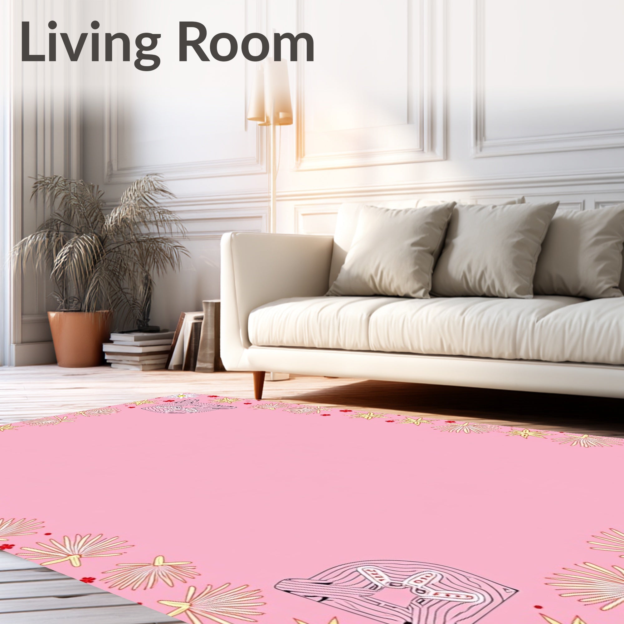 Pink Floral Sunburst Aborigine Art Rug