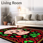 Festive Dog Christmas Ornament Border Rug