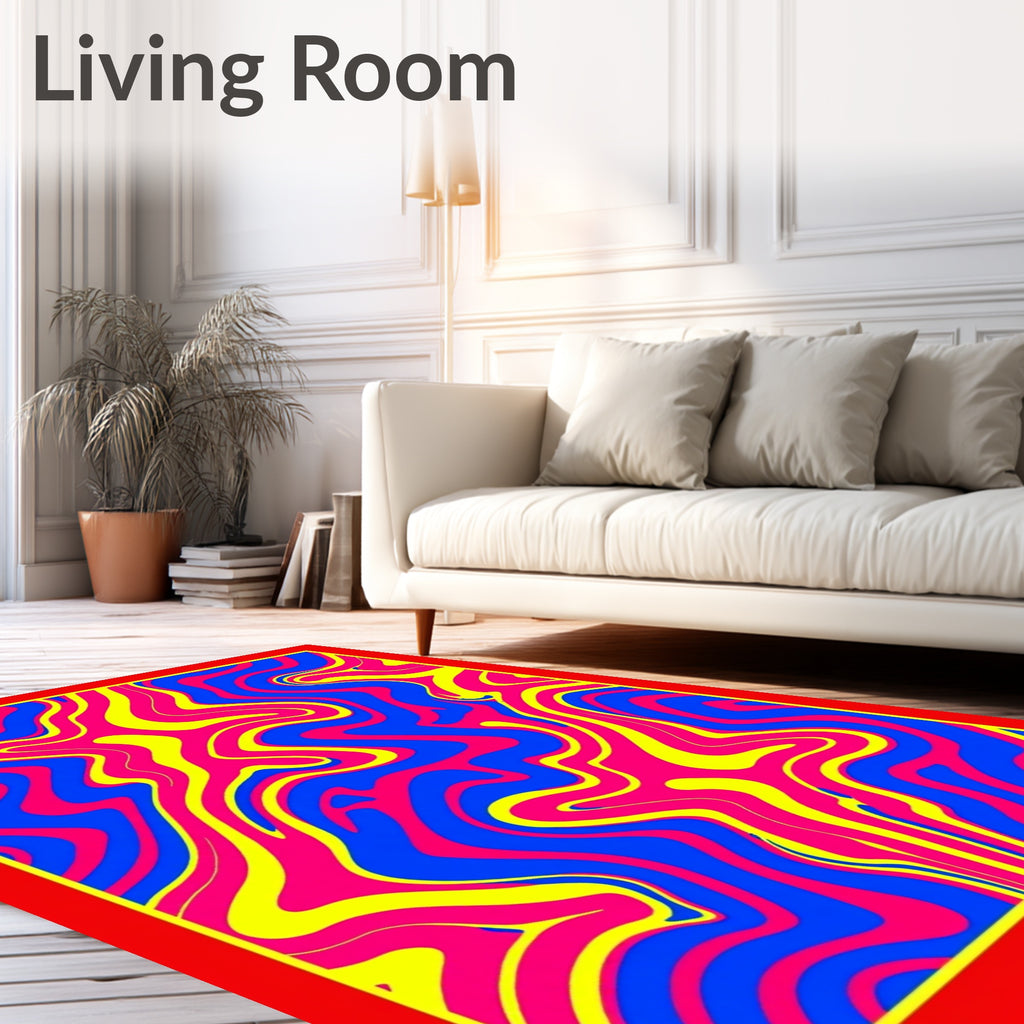 Vibrant Retro Swirl Abstract Rug