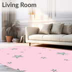 Pink Glitter Stars Scattered Accent Rug