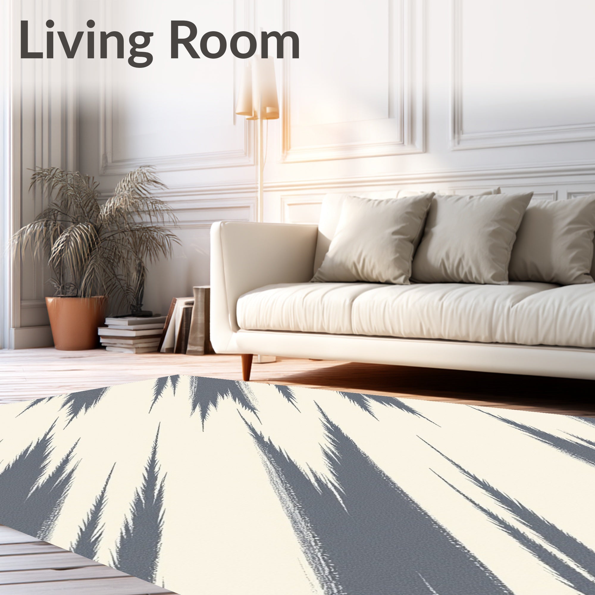 Abstract Gray Brushstroke Diagonal Rug