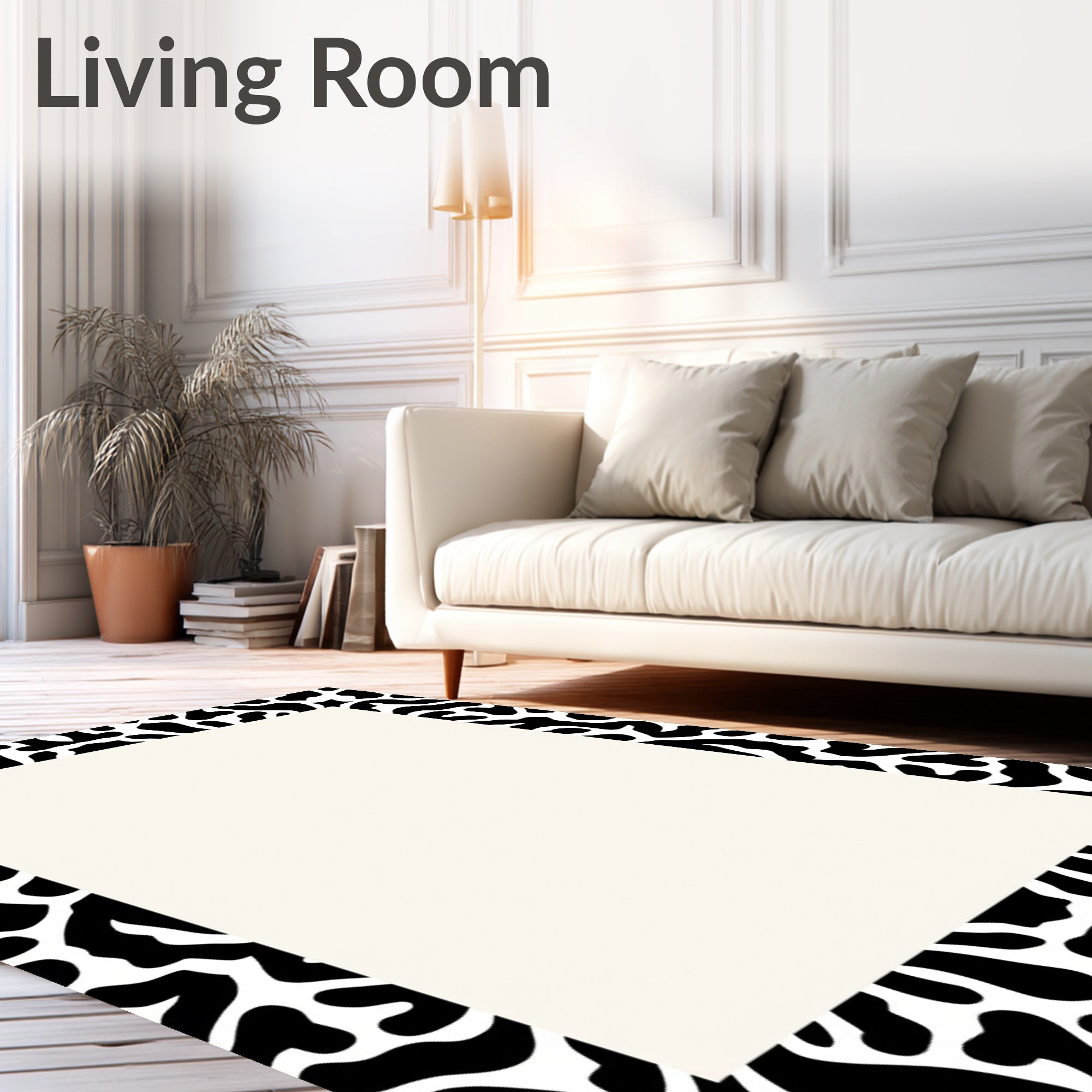 Black White Organic Spot Rug