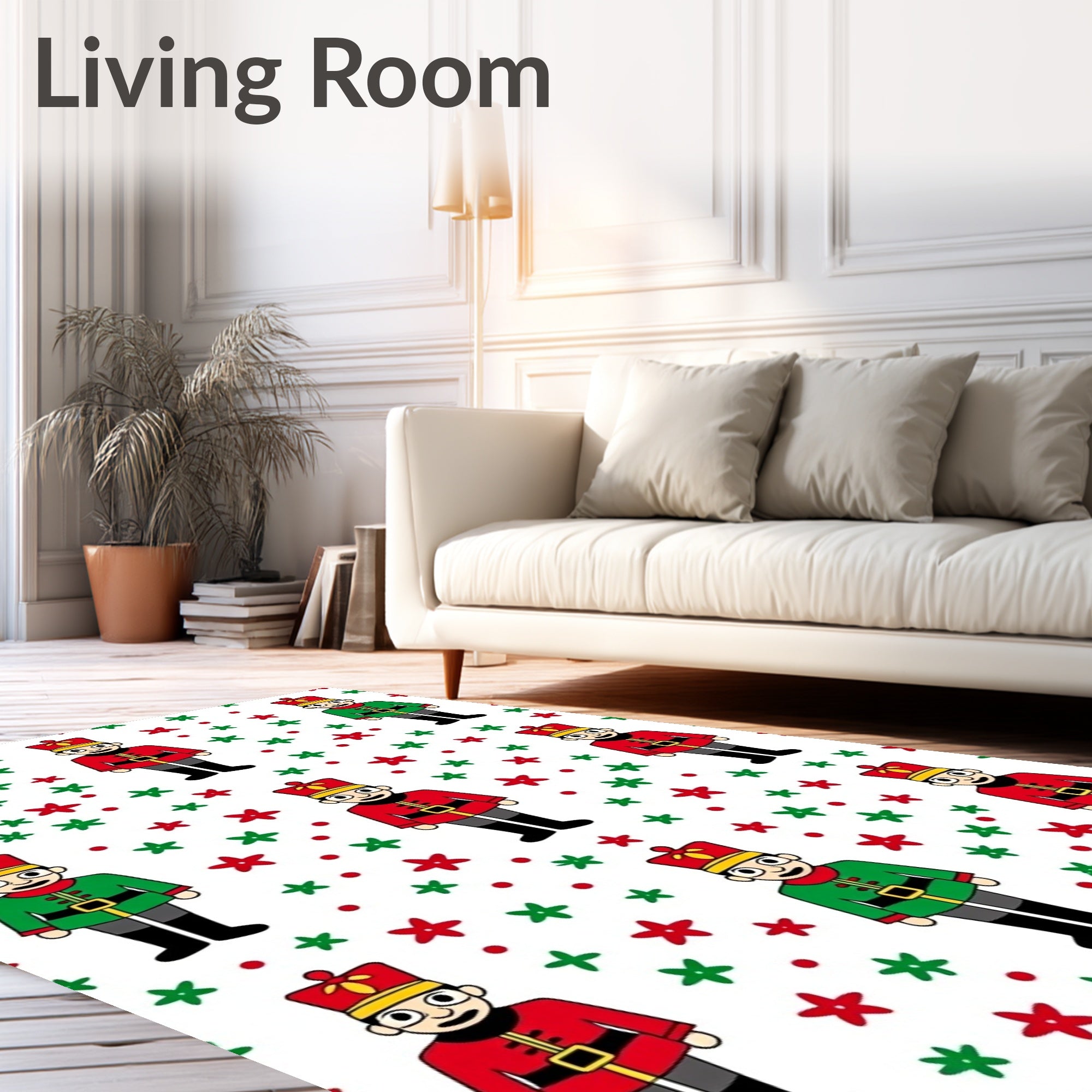 Red Green Festive Soldier Stars Rug
