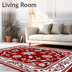 Crimson Floral Garden Medallion Rug