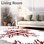 Crimson Stylized Branch Mandala Rug