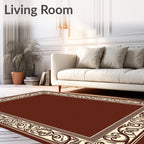 Rich Crimson Filigree Border Rug