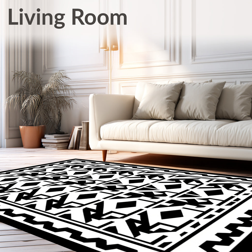 Monochromatic Geometric Tribal Diamond Rug