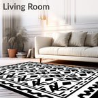 Monochromatic Geometric Tribal Diamond Rug