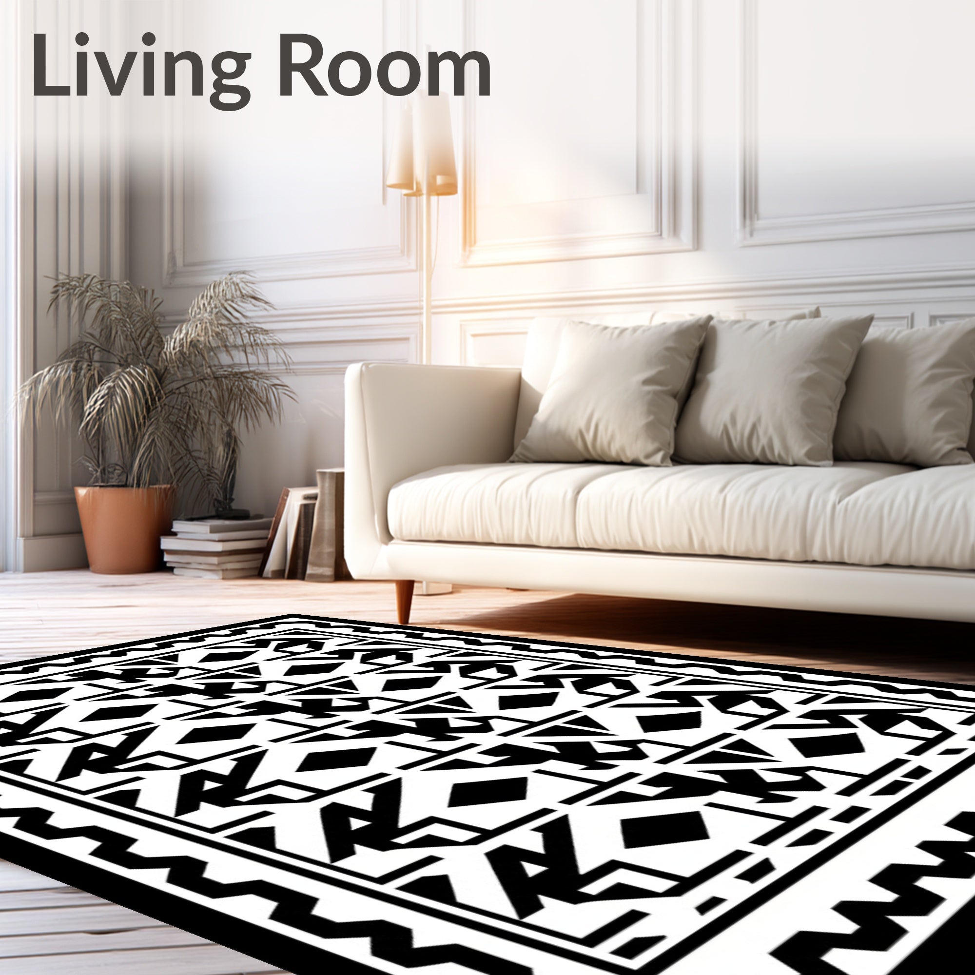 Monochromatic Geometric Tribal Diamond Rug