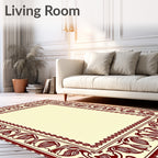 Deep Red Floral Art Nouveau Border Rug