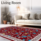 Crimson Floral Border Medallion Rug