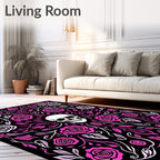 Gothic Pink Skull Floral Swirls Rug
