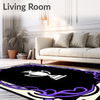 Bold Crested Trophy Black Border Rug
