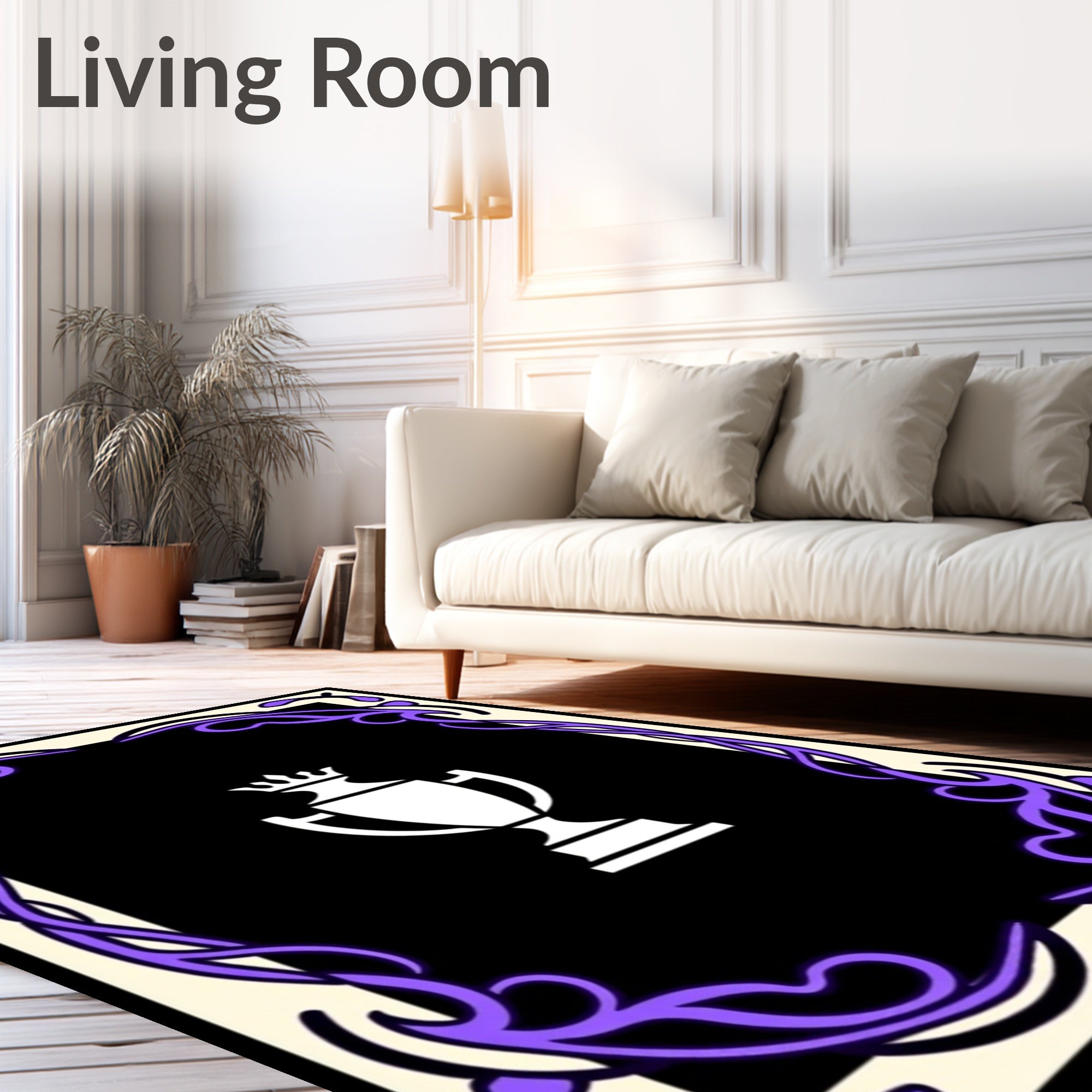 Bold Crested Trophy Black Border Rug