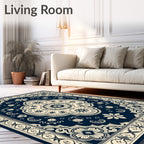 Crimson Ivory Ornate Floral Tableau Rug