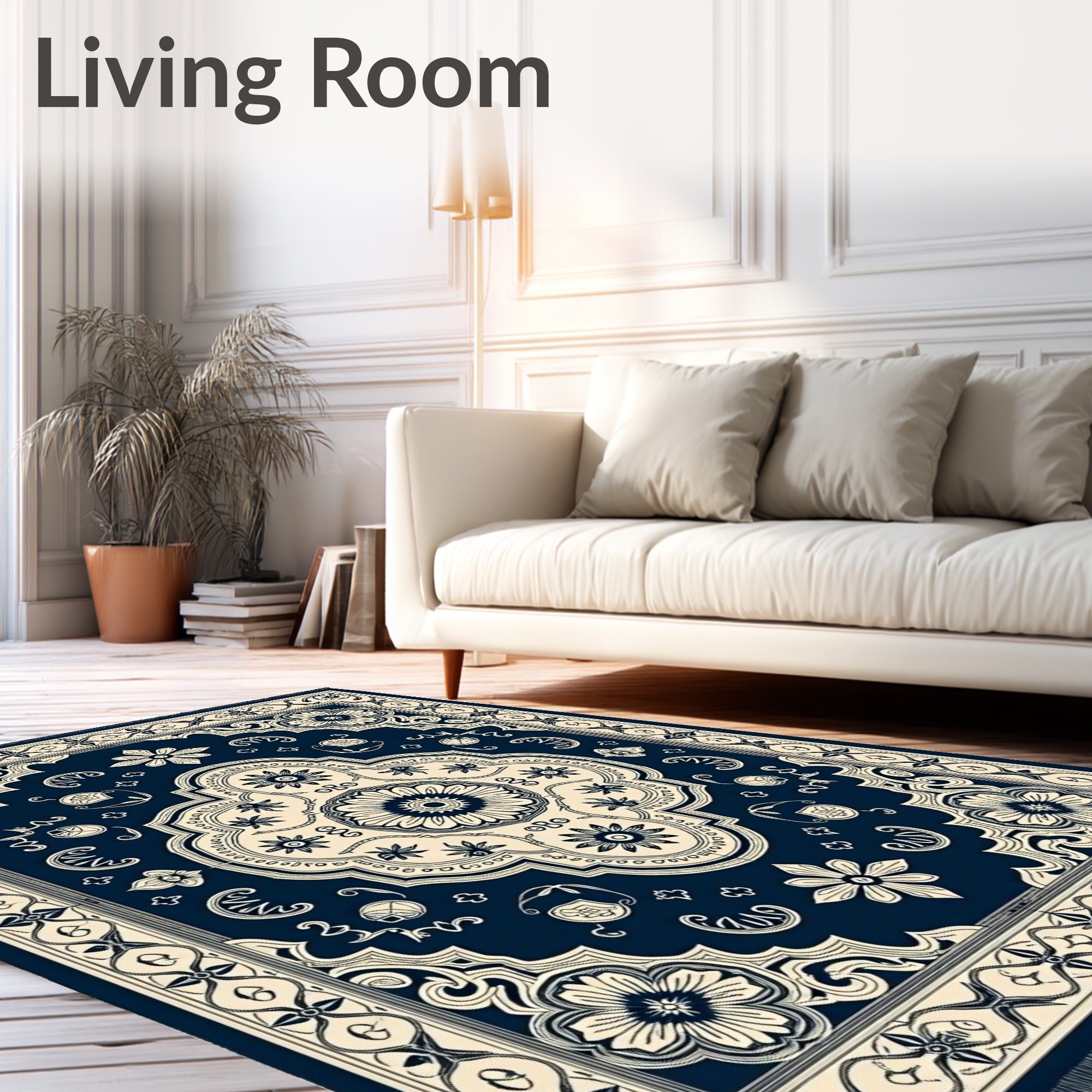 Crimson Ivory Ornate Floral Tableau Rug