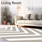 Subtle Taupe White Chevron Rug