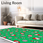 Green Festive Santa Claus Snowflakes Rug