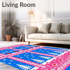 Bold Pink White Christmas Tree Snowflakes Rug