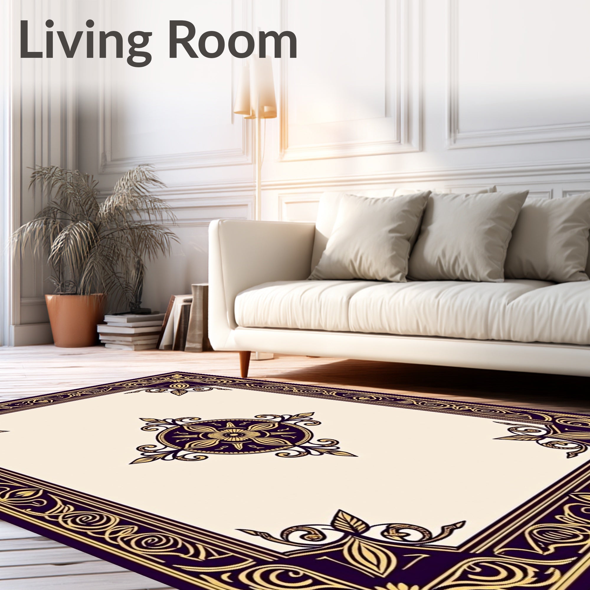 Regal Gold and Plum Medallion Rug