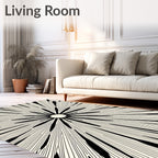 Black Burst Cream Sunburst Rug