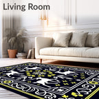 White Deer Yellow Floral Border Rug