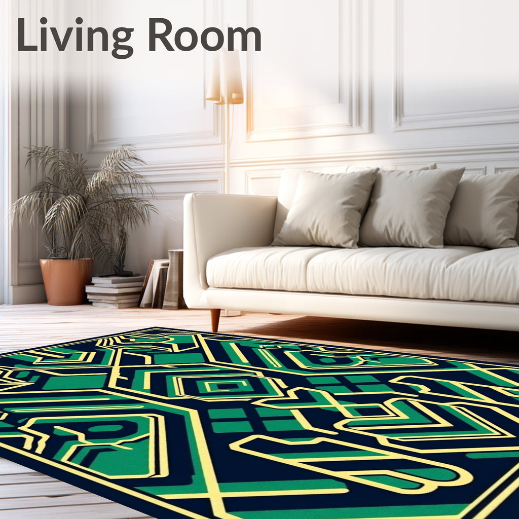 Art Deco Emerald Circuit Board Rug