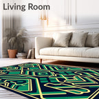 Art Deco Emerald Circuit Board Rug