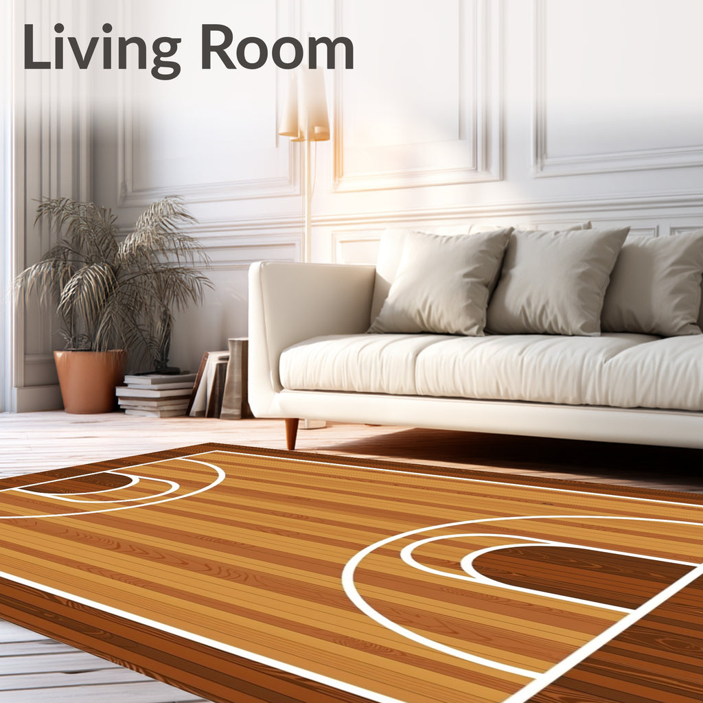 Wooden Basketball Court Floor Rug