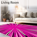 Vibrant Pink Burst Speed Lines Rug
