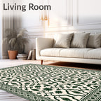 Classic Emerald Floral Scrolling Vine Rug